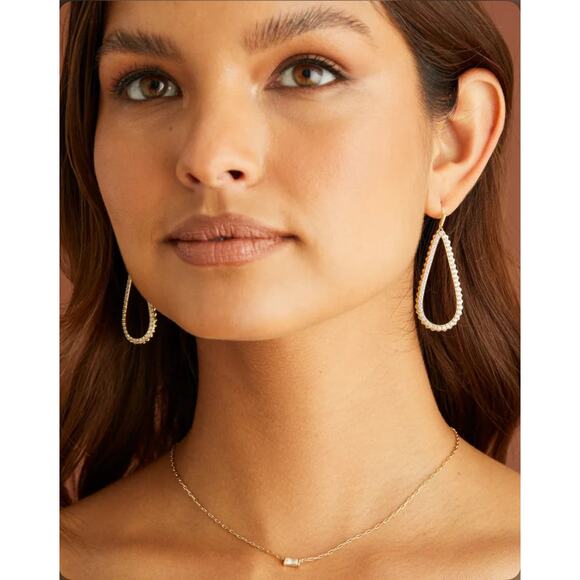 *SOLD* NWT! Kendra Scott Payton Open Frame Silver Earrings in White Crystal - Picture 3 of 6